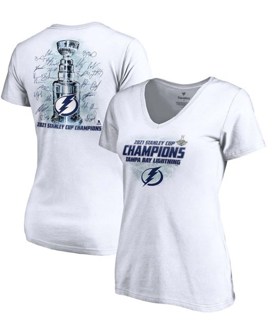 Fanatics Tampa Bay Lightning 2021 Stanley Cup Champions Signature Roster V-Neck T-shirt