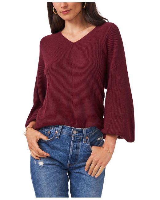 1.State Rib-Knit Bubble Sleeve Sweater