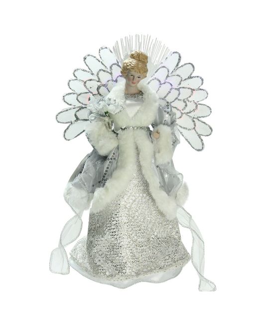 Northlight 13 Lighted Fiber Optic Angel in Silver Gown Christmas Tree Topper
