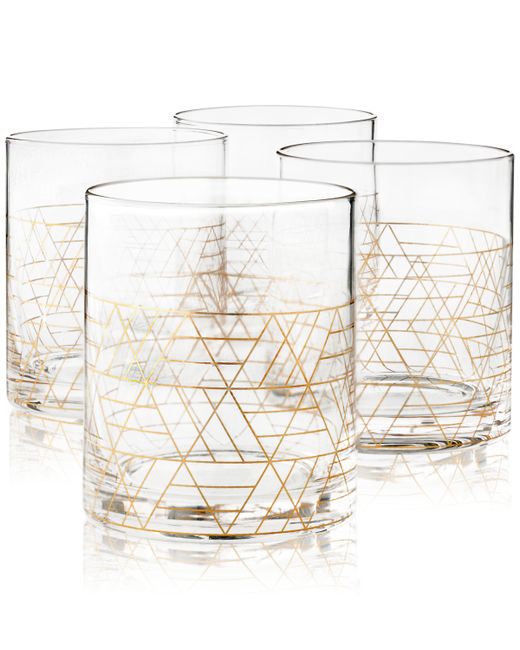 Hotel Collection Gold Decal Double Old-Fashioned Glasses Set of 4 Created for Macys