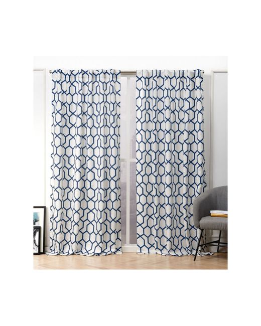 Nicole Miller Hexa Geometric Print Hidden Tab Top Curtain Panel Pair 54 X 96
