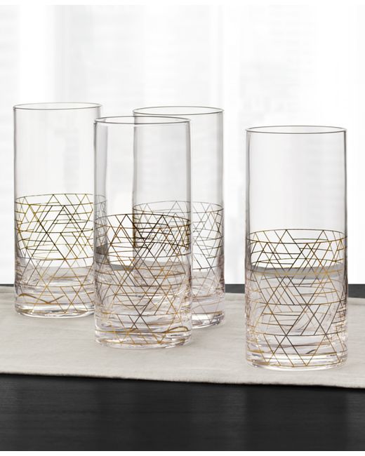 Hotel Collection Gold Decal Highball Glasses Set of 4 Created for Macys