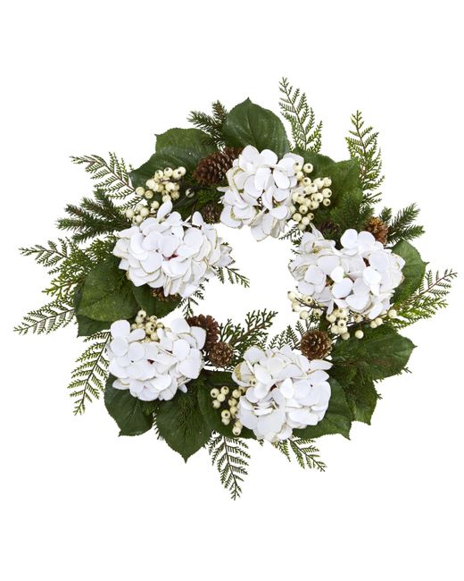 Nearly Natural 24 Gold Trimmed Hydrangea Berry Wreath
