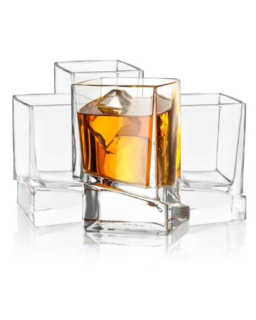 Joyjolt Carre Square Whiskey Glasses Set of 4