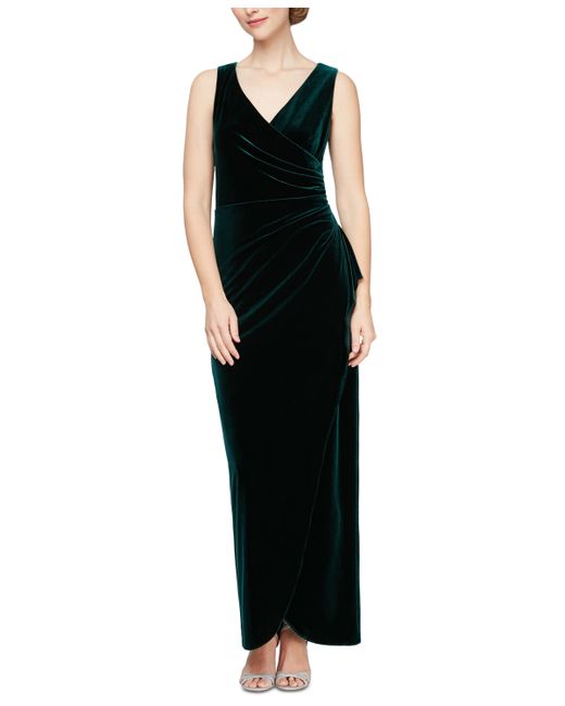 Alex Evenings Side-Ruched Velvet Gown