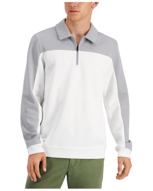 Alfani Regular-Fit Colorblocked 1/4-Zip Sweatshirt Created for Macys