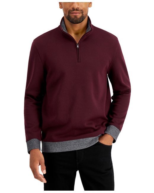 Alfani Regular-Fit Solid 1/4-Zip Sweatshirt Created for