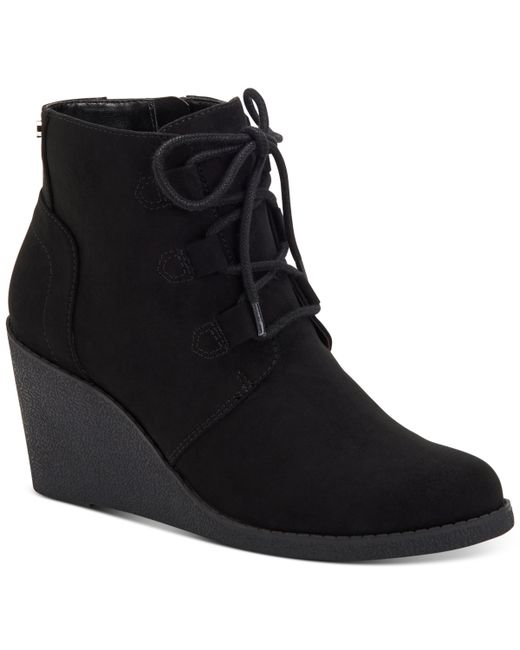 Style & Co Noellee Wedge Lace-Up Booties Created Macys Shoes