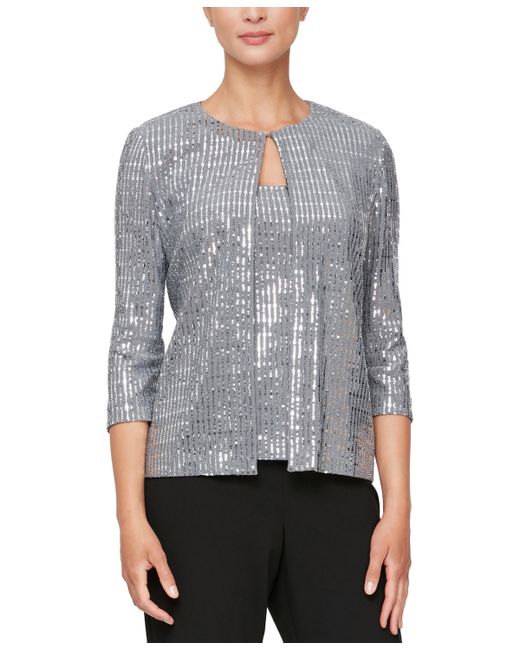 Alex Evenings Plus Shimmering 2-Pc. Top and Jacket Set