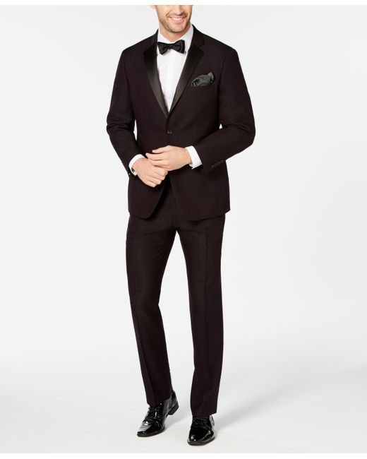 Perry Ellis Slim-Fit Stretch Wrinkle-Resistant Textured Tuxedo
