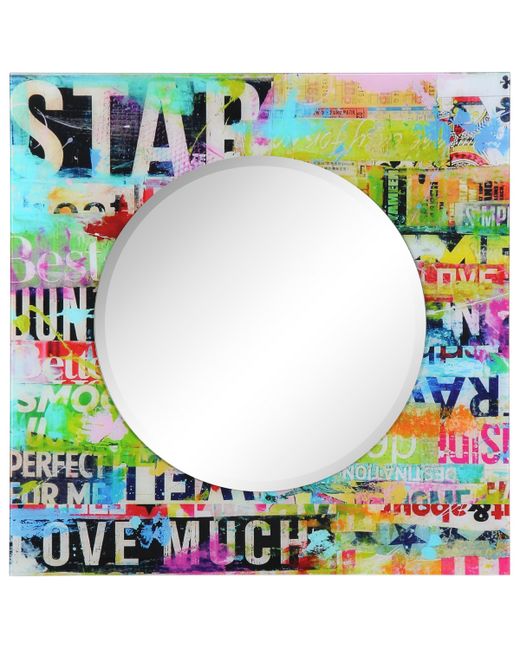 Empire Art Direct Reverse Printed Tempered Art Glass with Round Beveled Mirror Wall Decor 36 x