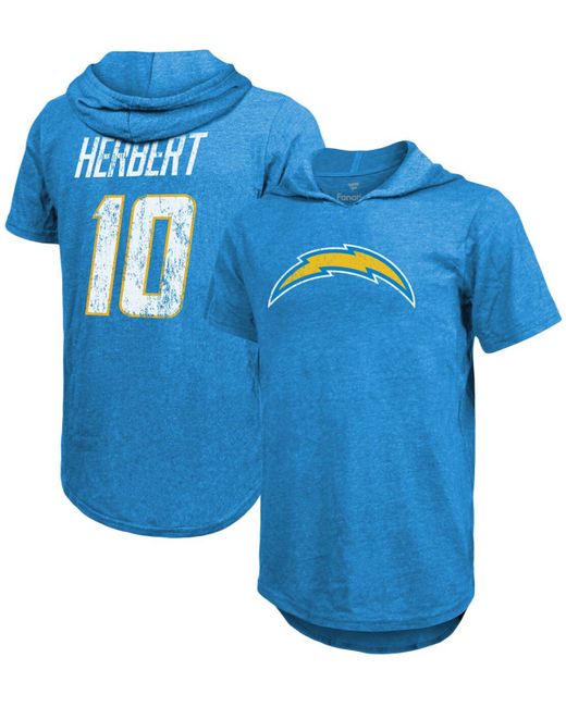 Fanatics Justin Herbert Los Angeles Chargers Player Name Number Tri-Blend Hoodie T-shirt
