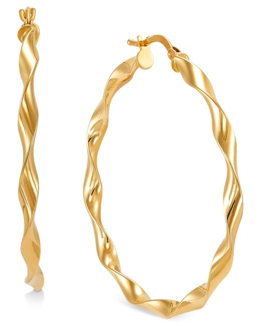 Italian Gold Twisted Round Hoop Earrings in 10k