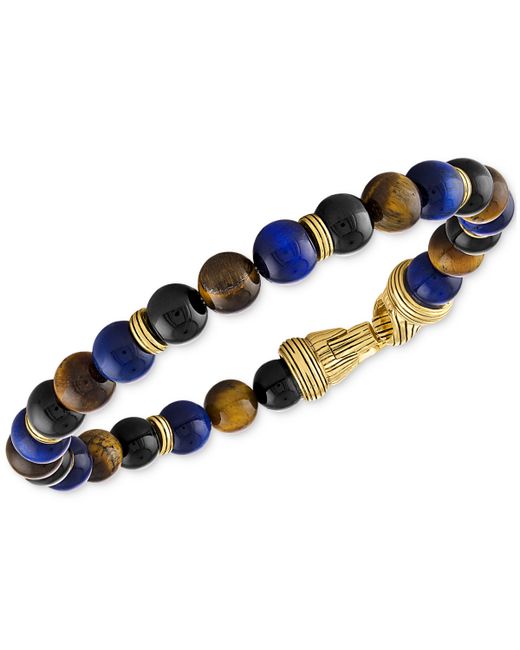 Esquire Men's Jewelry Stone Beaded Bracelet in 14k Gold-Plated Sterling Silver Created for Macys