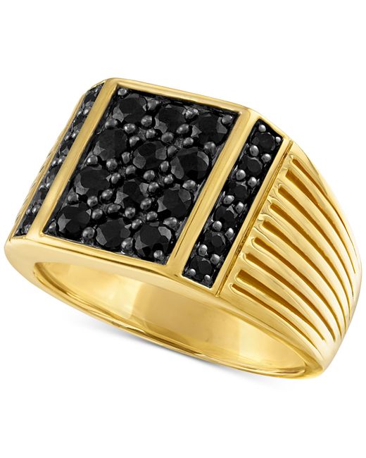Esquire Men's Jewelry Black Sapphire Ring 1-3/5 ct. t.w. in 14k Gold-Plated Sterling Created for Macys
