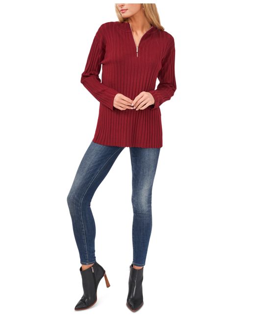 Vince Camuto Plus Quarter-Zip Ribbed Sweater