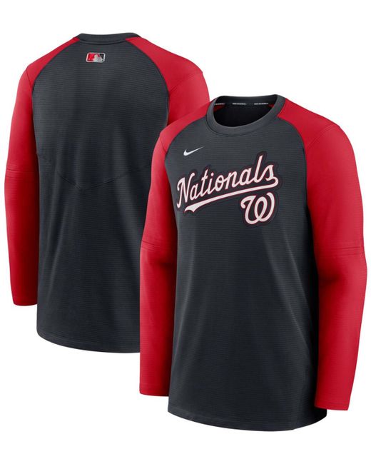Nike Red Washington Nationals Authentic Collection Pregame Performance Raglan Pullover Sweatshirt