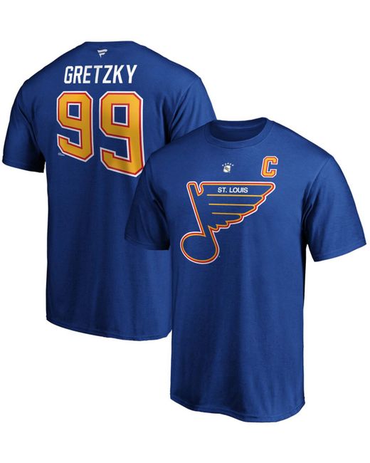 Fanatics Wayne Gretzky St. Louis Blues Authentic Stack Retired Player Name and Number T-shirt