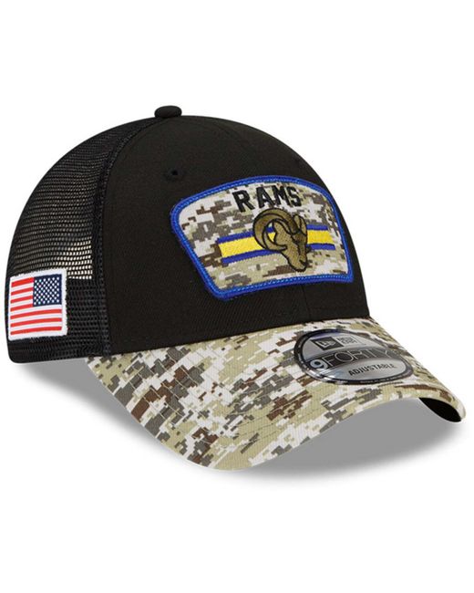 New Era Los Angeles Rams 2021 Salute To Service Trucker 9FORTY Snapback Adjustable Hat