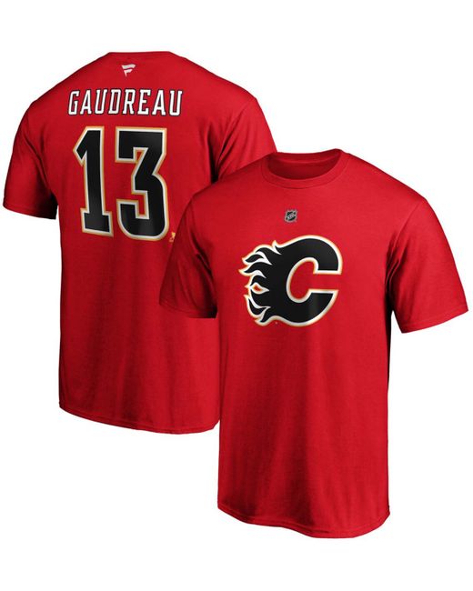 Fanatics Johnny Gaudreau Calgary Flames Team Authentic Stack Name and Number T-shirt
