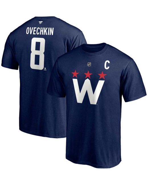 Fanatics Alexander Ovechkin Washington Capitals 2020/21 Alternate Authentic Stack Name and Number T-shirt