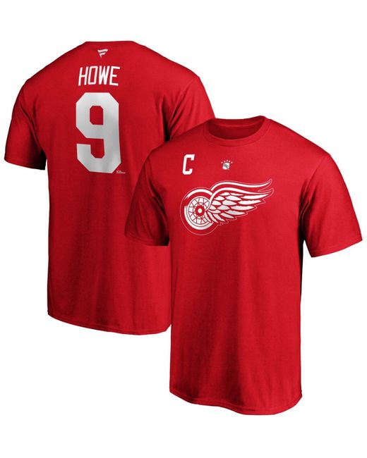 Fanatics Gordie Howe Detroit Wings Authentic Stack Retired Player Name and Number T-shirt