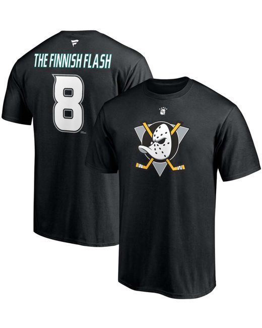 Fanatics Teemu Selanne Anaheim Ducks Authentic Stack Retired Player Nickname and Number T-shirt