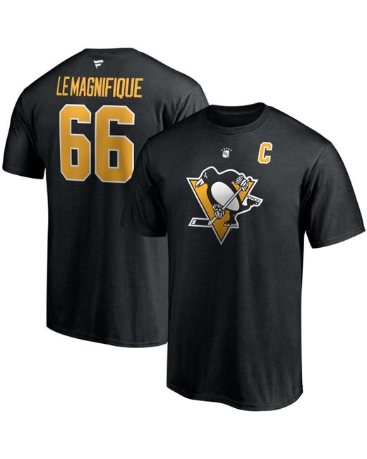 Fanatics Mario Lemieux Pittsburgh Penguins Authentic Stack Retired Player Nickname and Number T-shirt
