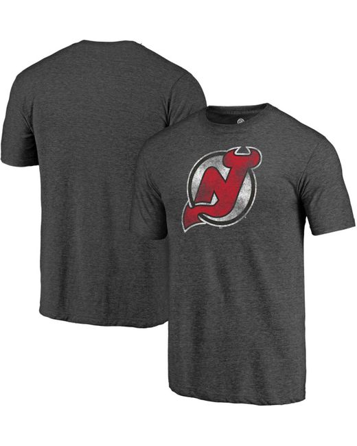 Fanatics Heathered Charcoal New Jersey Devils Primary Logo Tri-Blend T-shirt