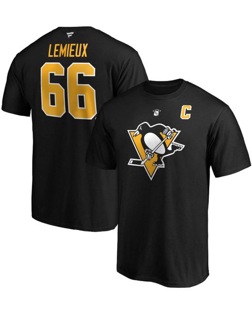 Fanatics Mario Lemieux Pittsburgh Penguins Authentic Stack Retired Player Name and Number T-shirt