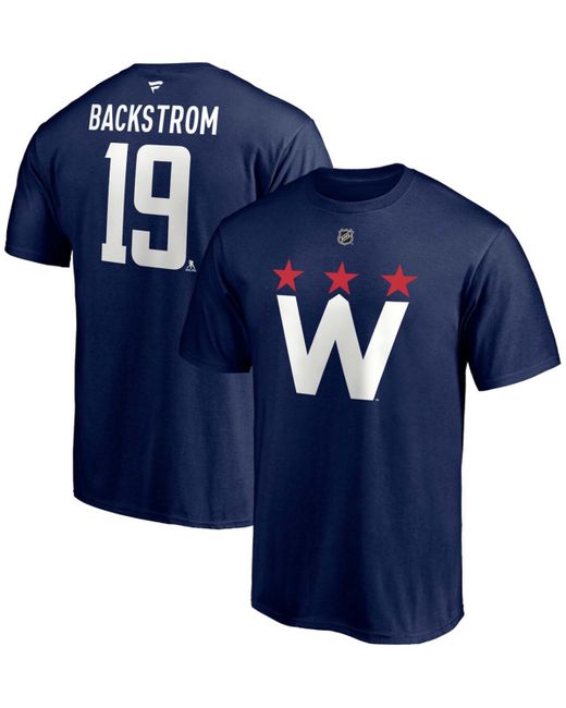Fanatics Nicklas Backstrom Washington Capitals 2020/21 Alternate Authentic Stack Name and Number T-shirt
