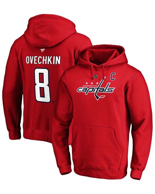 Fanatics Alexander Ovechkin Washington Capitals Authentic Stack Player Name and Number Pullover Hoodie