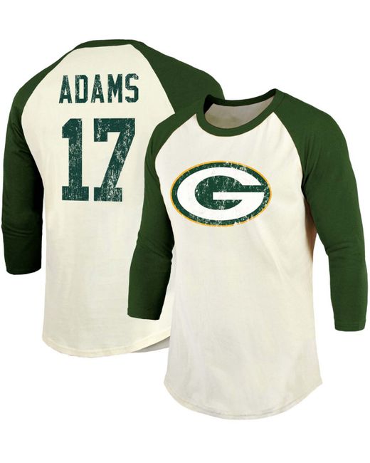 Fanatics Davante Adams Cream Bay Packers Vintage-Inspired Player Name Number Raglan 3/4 Sleeve T-shirt