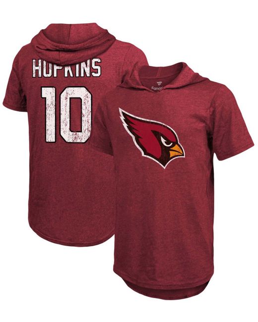 Fanatics Deandre Hopkins Heathered Cardinal Arizona Cardinals Name Number Tri-Blend Hoodie T-shirt