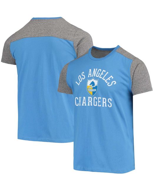 Majestic Powder Blue Heathered Gray Los Angeles Chargers Gridiron Classics Field Goal Slub T-shirt