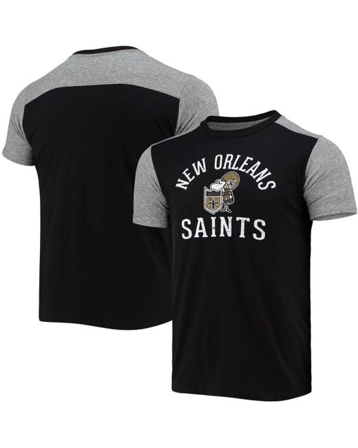 Majestic Black Heathered Gray New Orleans Saints Gridiron Classics Field Goal Slub T-shirt