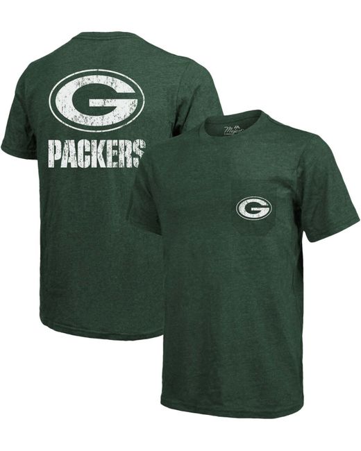Majestic Bay Packers Tri-Blend Pocket T-shirt Heathered