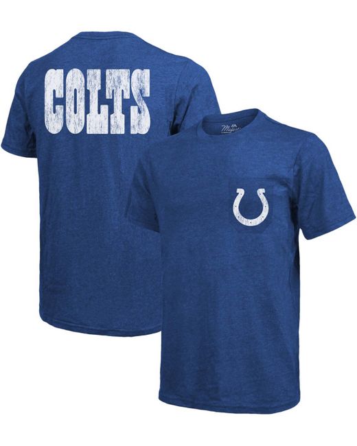 Majestic Indianapolis Colts Tri-Blend Pocket T-shirt Heathered Royal