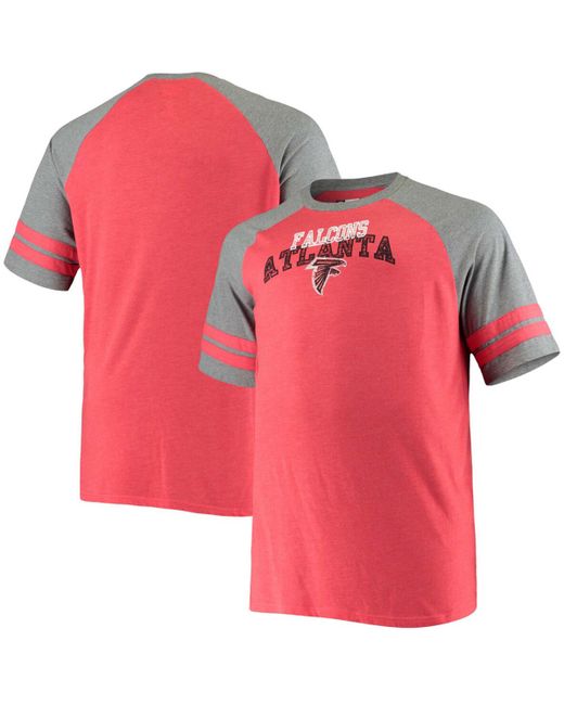 Fanatics Big and Tall Heathered Gray Atlanta Falcons Two-Stripe Tri-Blend Raglan T-shirt