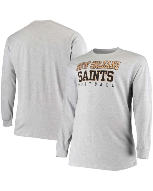 Fanatics Big and Tall Heathered New Orleans Saints Practice Long Sleeve T-shirt