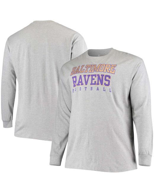 Fanatics Big and Tall Heathered Baltimore Ravens Practice Long Sleeve T-shirt