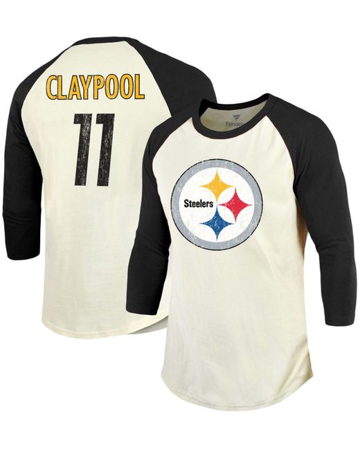 Fanatics Chase Claypool Cream Pittsburgh Steelers Player Raglan Name Number 3/4 Sleeve T-shirt