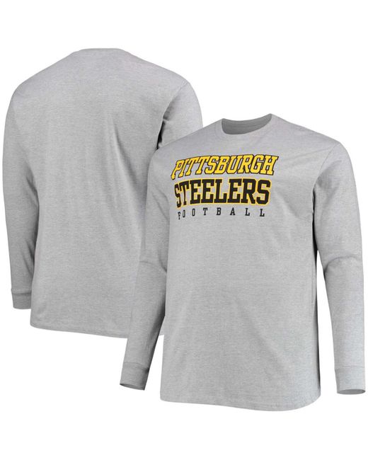 Fanatics Big and Tall Heathered Pittsburgh Steelers Practice Long Sleeve T-shirt