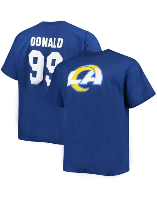 Fanatics Big and Tall Aaron Donald Royal Los Angeles Rams Player Name Number T-shirt