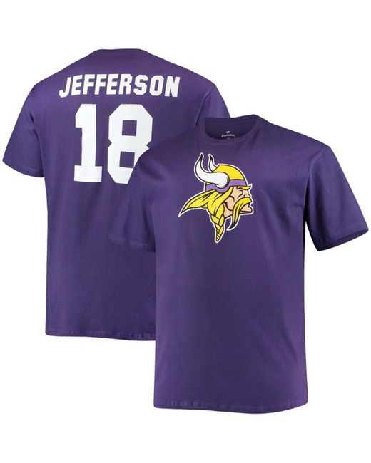 Fanatics Big and Tall Justin Jefferson Minnesota Vikings Player Name Number T-shirt