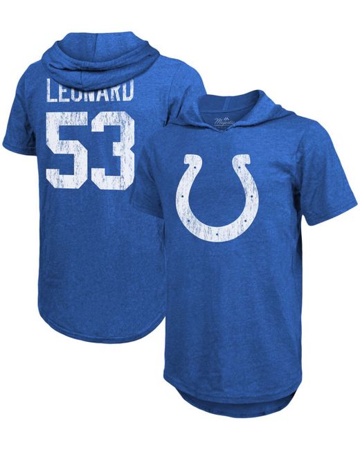 Fanatics Darius Leonard Royal Indianapolis Colts Player Name Number Tri-Blend Hoodie T-shirt