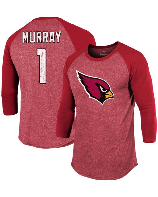 Fanatics Kyler Murray Cardinal Arizona Cardinals Team Player Name Number Tri-Blend Raglan 3/4 Sleeve T-shirt