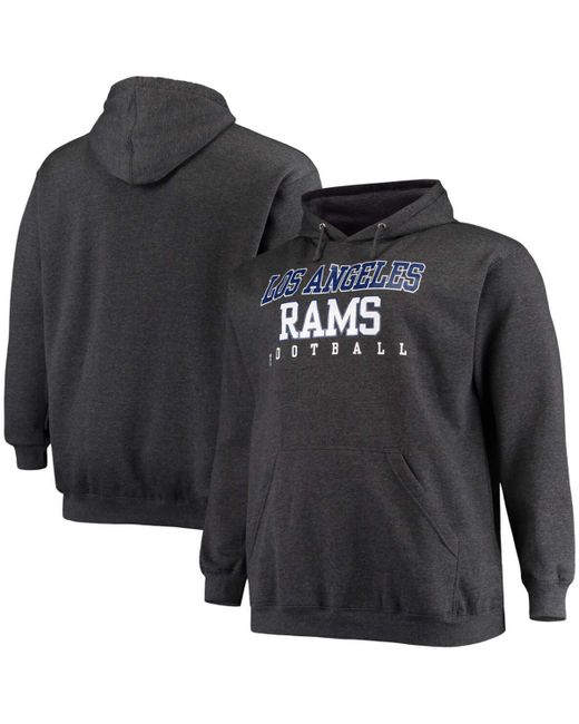 Fanatics Big and Tall Heathered Charcoal Los Angeles Rams Practice Pullover Hoodie