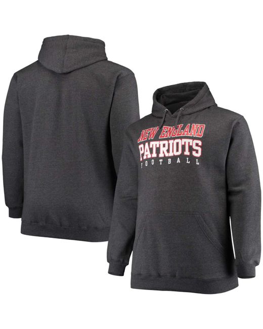 Fanatics Big and Tall Heathered Charcoal New England Patriots Practice Pullover Hoodie