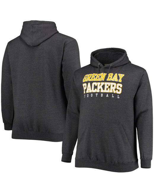 Fanatics Big and Tall Heathered Charcoal Green Bay Packers Practice Pullover Hoodie